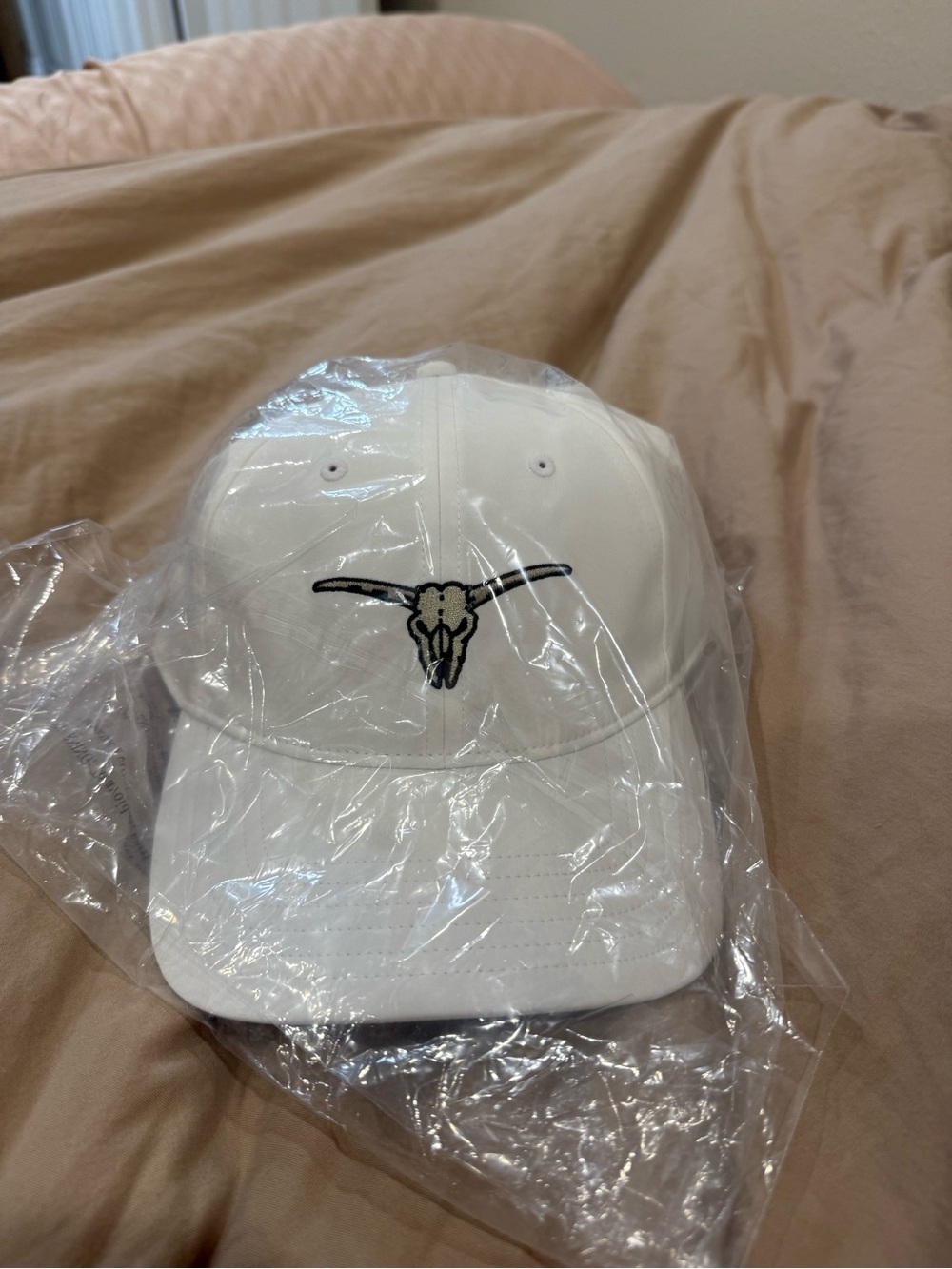 TaylorMade White Embroidered Longhorn Skull Dad Hat